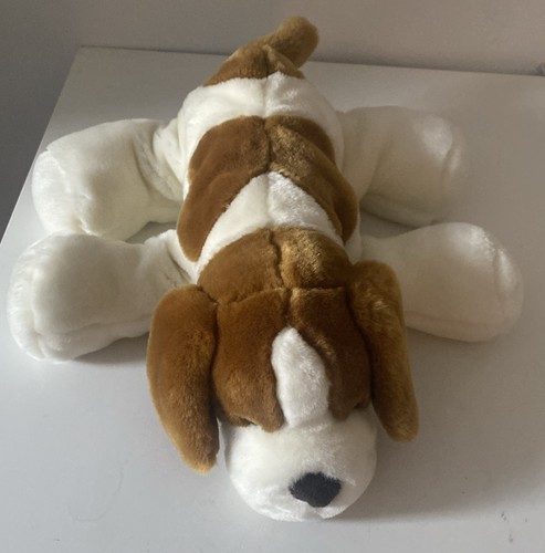 2002 Commonwealth Brown & White PUPPY DOG 11" Plush St Bernard Beagle Vintage