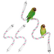 1-Set Rope Perches for Bird Cages, 13.8  31.5 in Length Rope Pink Cyan 