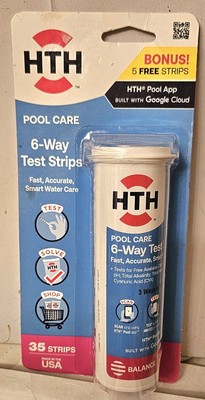 HTH 6-WAY-35 STRIPS-SWIMMING POOL WATER TEST STRIPS-BONUS-5 FREE STRIPS-35/PACK