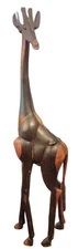Hand Carved Giraffe Sculpture Hardwood ~ 24.5" Tall and 6" Wide Freestanding