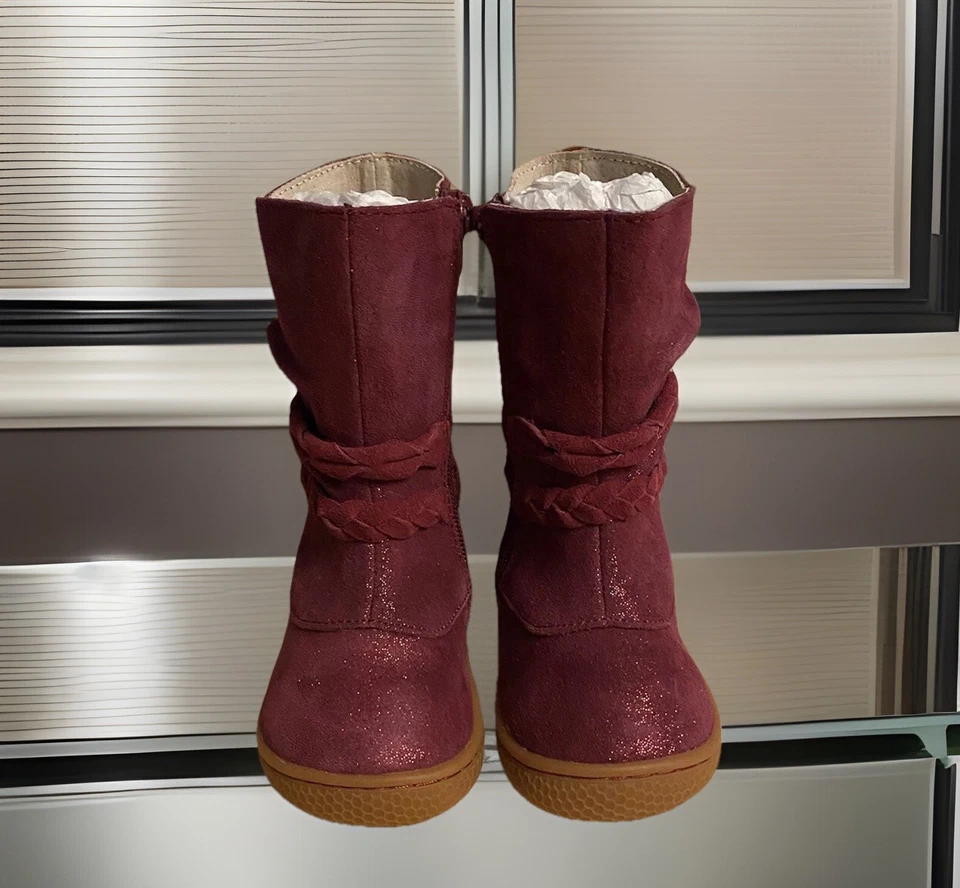 Girls NWB Livie & Luca Suede Leather Boots Shimmer Zip Up Calliope Toddler 4 M - Image 2 of 4