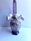 FENTON signed 2 Fentons - LAVENDER OVERLAY BASKET - #1370 - New/Tags