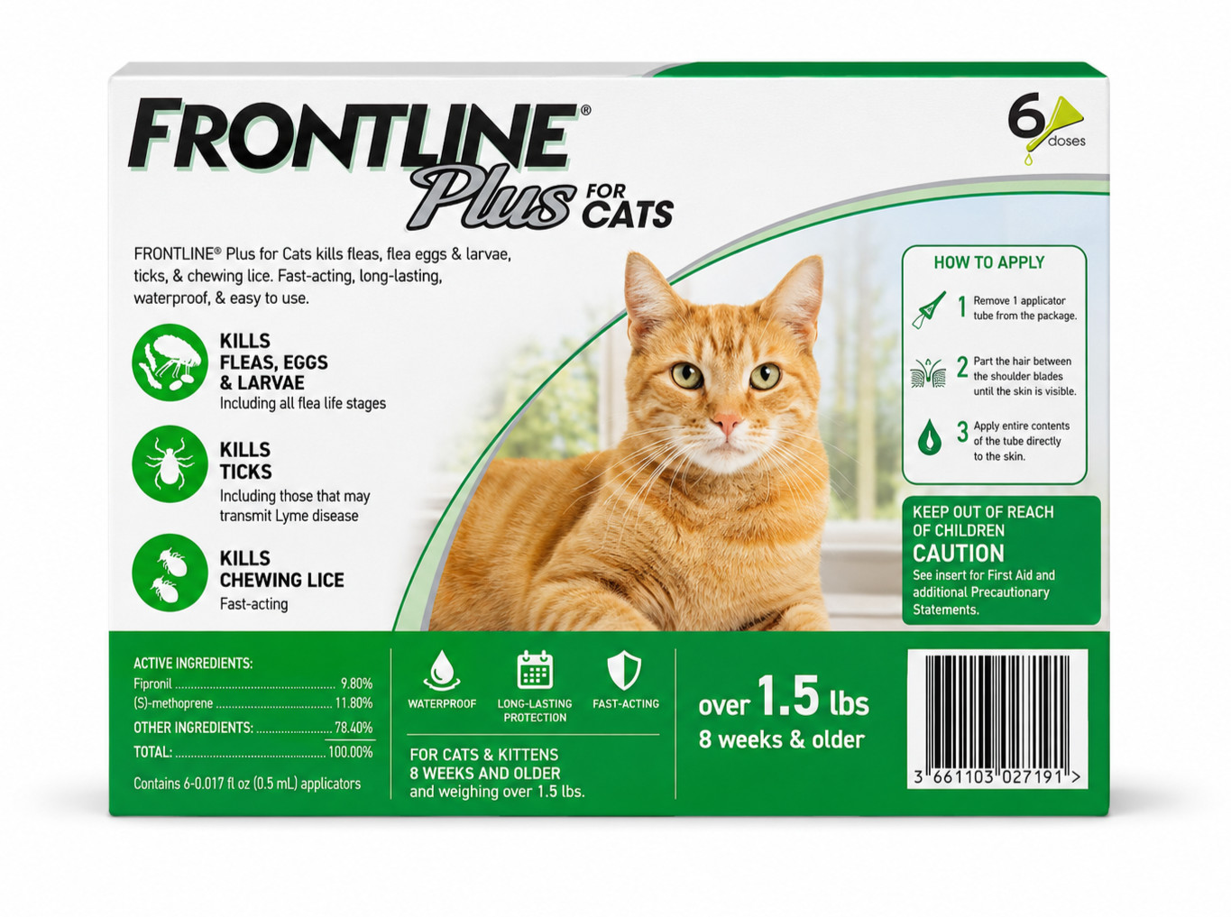 FR0NTLINE PLUS FOR CATS OVER 1.5 LBS 6 DOSES
