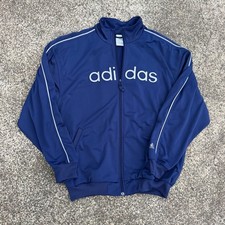Vintage Adidas Spellout Logo Full-Zip Track Jacket Navy Blue