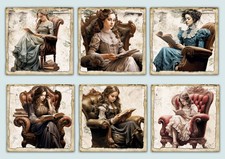 Vintage Reading Card Toppers Cardmaking Scrapbooking, Ephemera, Gift Tags topper