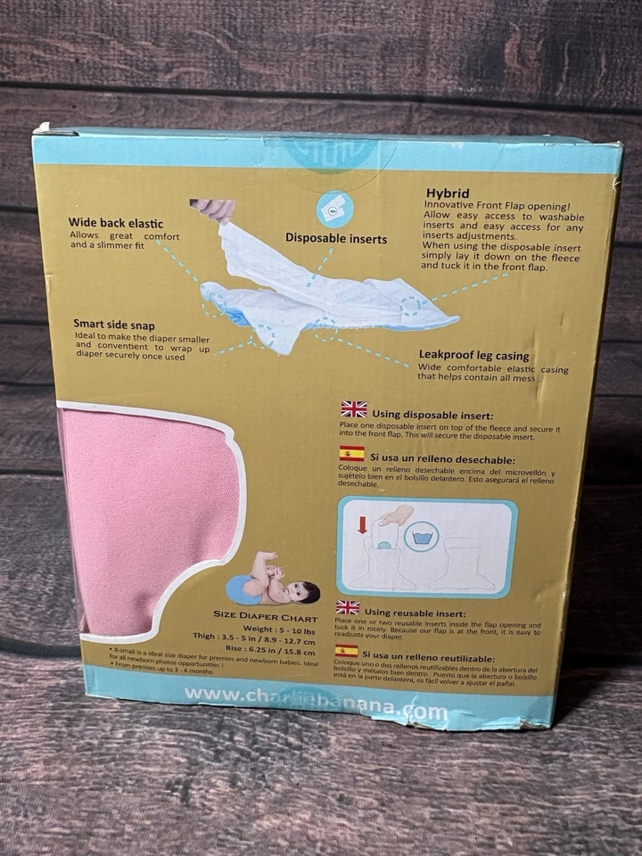 Charlie Banana Reusable Diapers 3x-small 3 Inserts - Image 2 of 3
