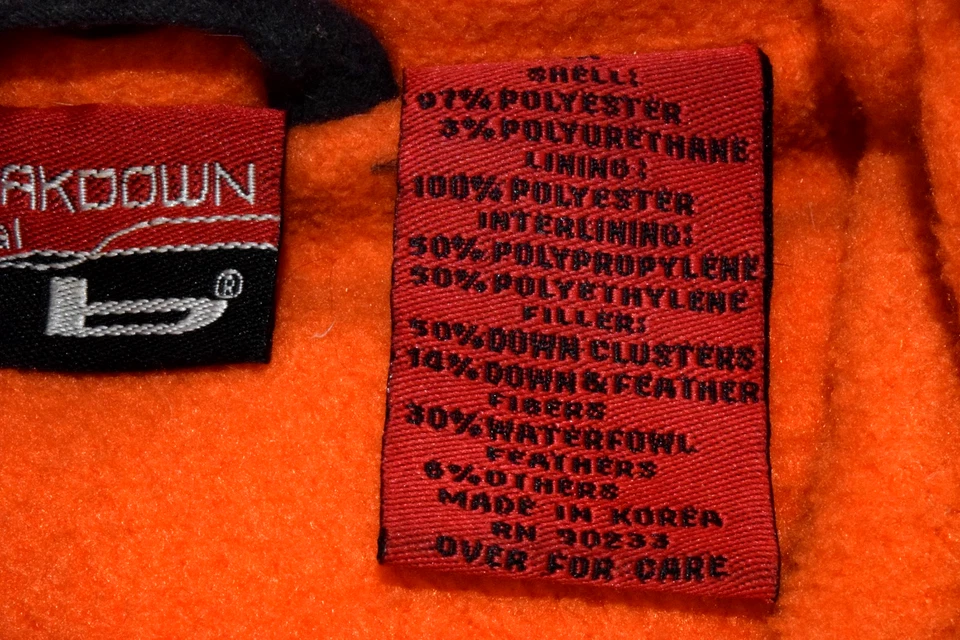 复古羽绒背心破损尺寸 S/M 80 年代 90 年代软壳羊毛衬里连帽衫 — 第 4/4 张图片