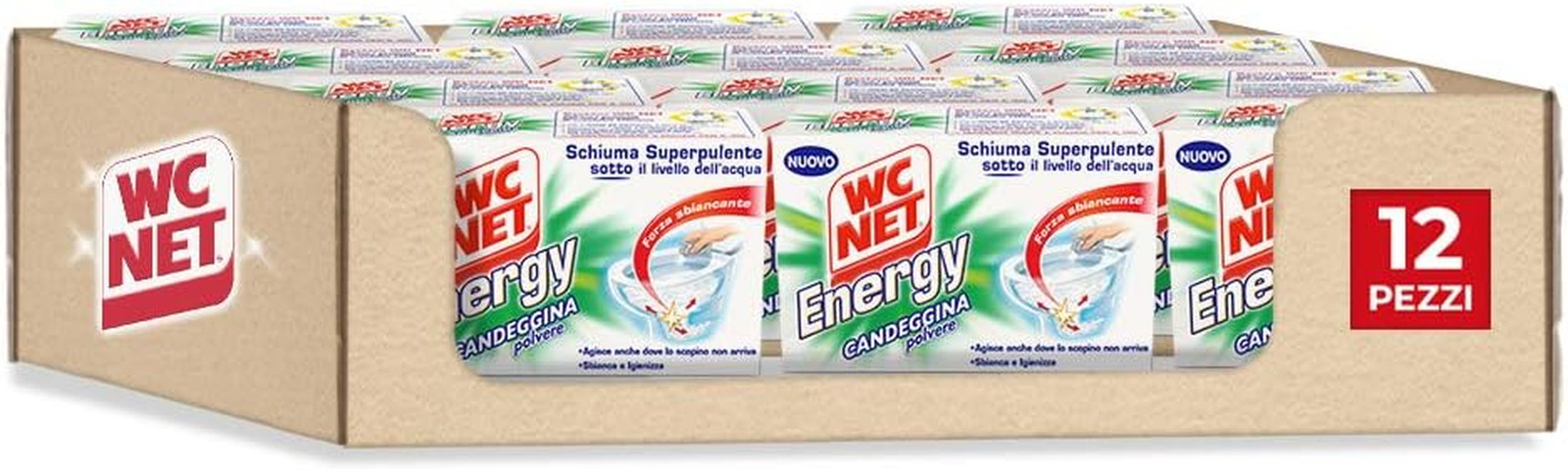 - Energy Con Candeggina, Detergente Igienizzante in Polvere per WC, Schiuma Auto