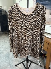 Chico's Leopard Animal Print Tunic Top Long Sleeve Size 2