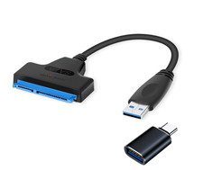 SATA to USB 3.0 Cable 2-in-1 USB-C/A Adapter for 2.5" SSD HDD High Speed