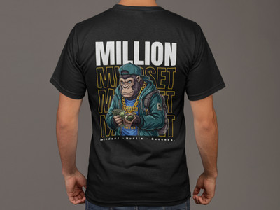 Herren Baumwolle Rundhals Kurzarm T-Shirt Classic schwarz Gorilla Print Shirt 