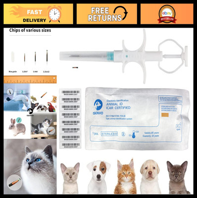 50 Packs Pet Microchips 1.4x8mm FDX-B 134.2kHz Animal ID Chip for Dogs Cats Pets