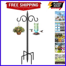 Double Shepherds Hooks for Outdoor, 76 Inch Heavy Duty Bird Feeder Pole with ...