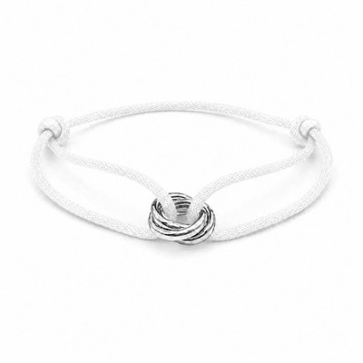 Trinity Bracelet Silber Weiß Größenverstellbar Stoffarmband