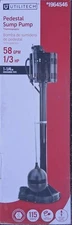 Utilitech 148137 Thermoplastic Pedestal Sump Pump 1/3 HP 58GPM 115V 1964546 NEW