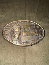 NOS Vintage 1988 Red Man Chewing Tobacco Belt Buckle Limited Edition USA