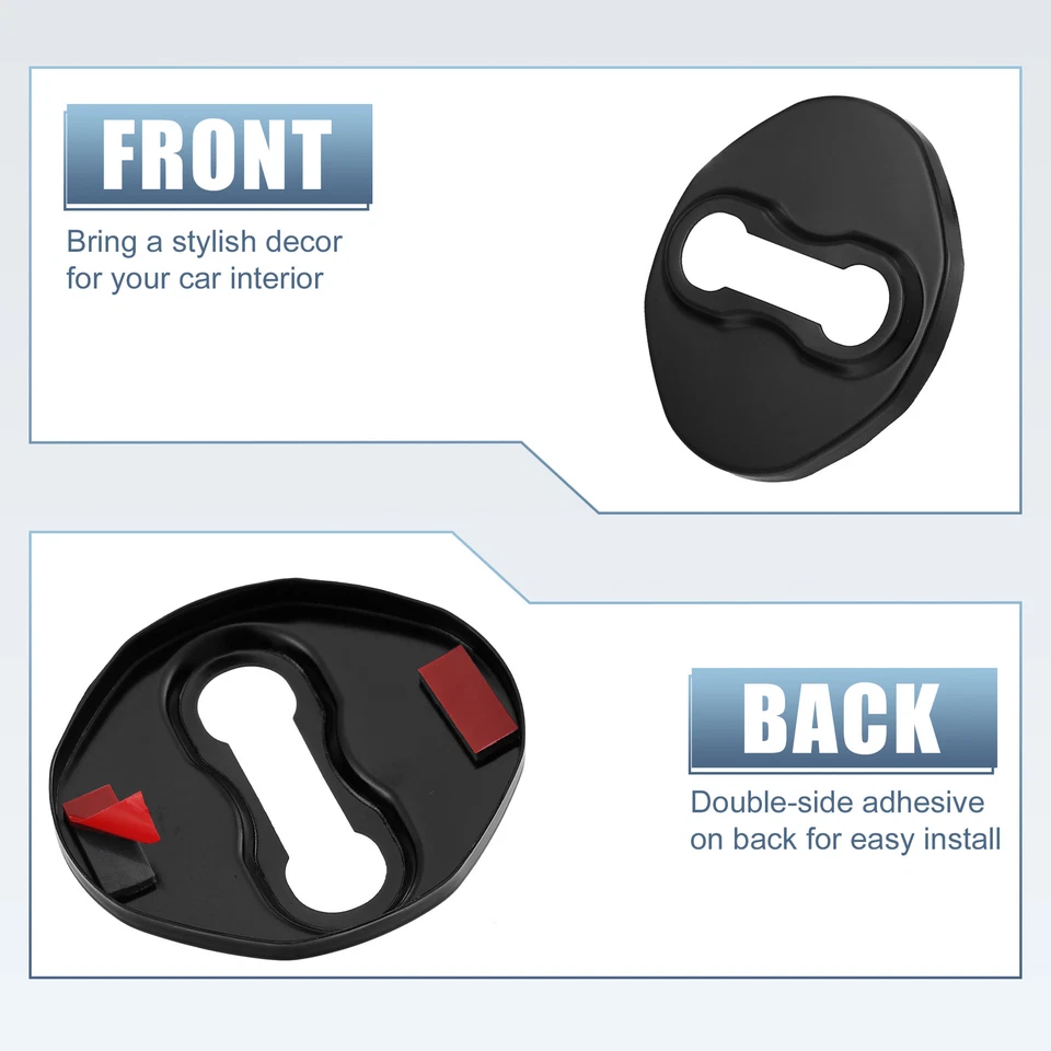 Protetor de tampa de trava de porta de carro aço inoxidável para Mitsubishi preto - 4 peças - Imagem 4 de 4