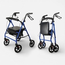 Image of Aidapt Folding Rollator Walker with Padded Seat, Steel Frame, 8 Inch Wheels