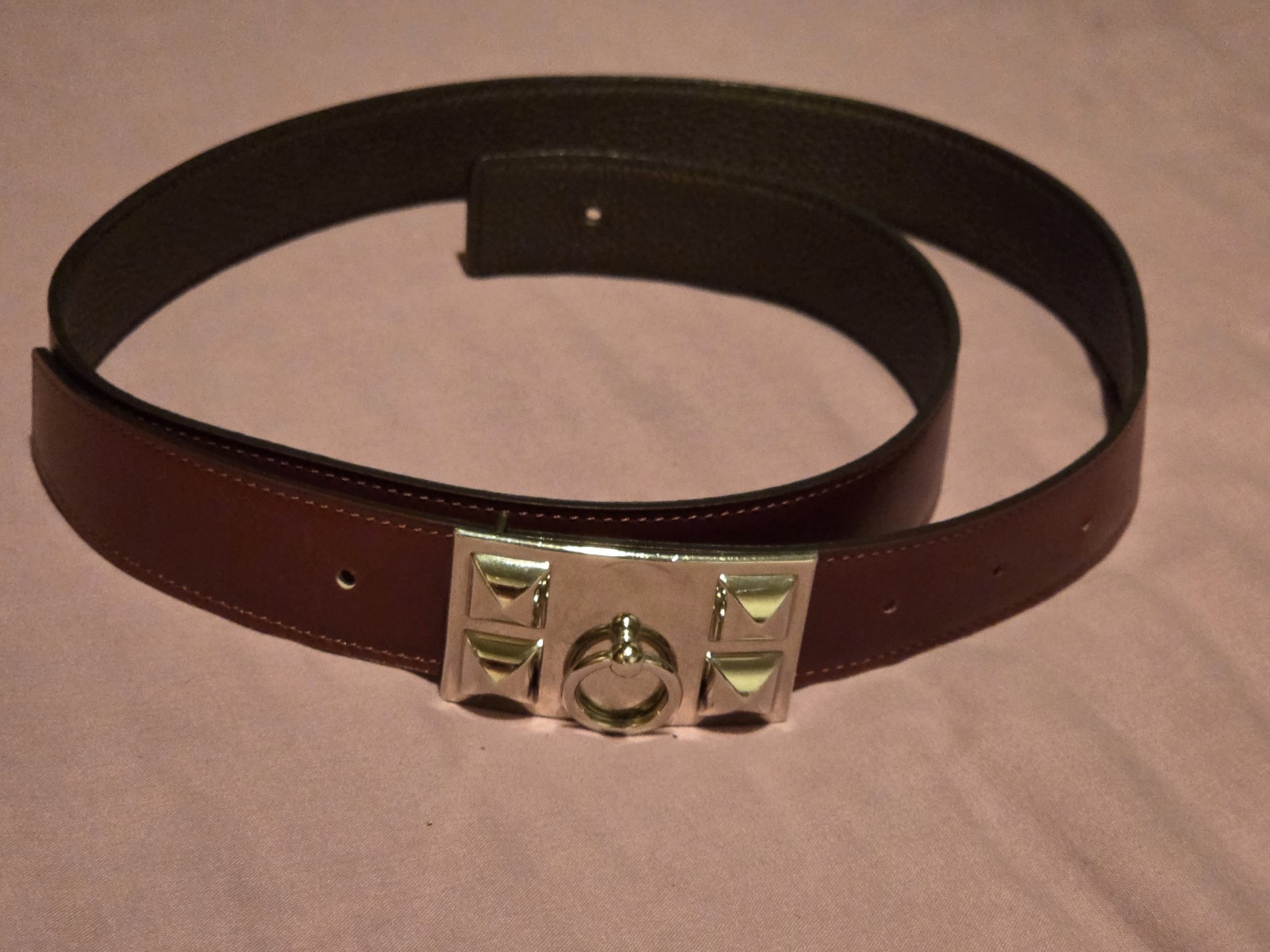 Hermès Collier de Chien reversible belt Leather , Size 95