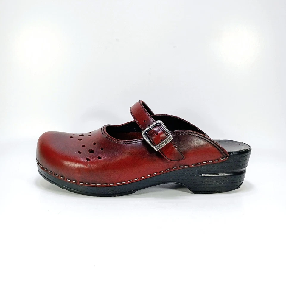 Zapatos sin cordones Dansko Merrie Mary Jane para mujer EE. UU. 10,5 UE 41 de cuero borgoña Foto 4 de 4