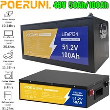 NEW 48V 50Ah 100Ah LiFePO4 Lithium Battery Deep Cycle Built-in BMS For Golf Cart