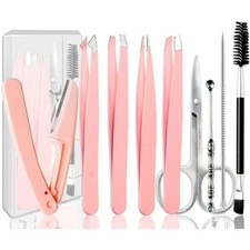 Professional Stainless Steel Tweezers Set for Women Men Facial Hair Removal