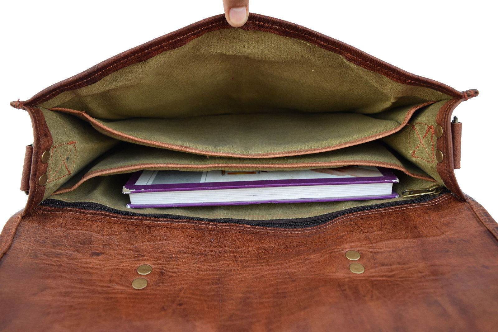 Laptop-Kuriertasche Aus Echtem Leder - Für 17 Zoll Laptops Mit Gepolsterter Hülle & Vielen Taschen