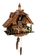 cuckoo clock black forest quartz german music quarz chalet wood beer drinker new
