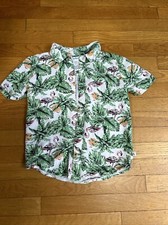 Tommy Bahama Hawaiian Shirt Kids Med Button Down Floral Flamingos