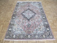 6 x 9'3 Hand Knotted Salmon Kashmir Silk Oriental Rug G9950