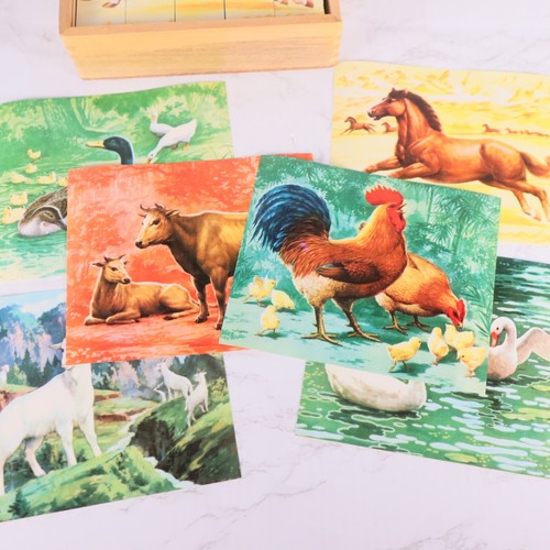 Vintage Animal Picture Cubes Puzzle Complete in Wooden Case - Picture 5 of 5