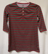 Crewcuts Nightgown Girls 7 Red Green Stripe Long Sleeve Pajama Sleepwear Holiday