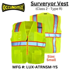 Surveryor Vest Class 2, Type R - Hi-Vis Yellow - 8 Pockets - Occunomix