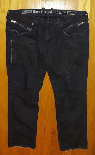 ROCK REVIVAL MOTO TANIEL HERREN DISTRESSED REISSVERSCHLÜSSE TAPERED JEANS GRÖSSE 38 X 30 - Bild 2 von 13