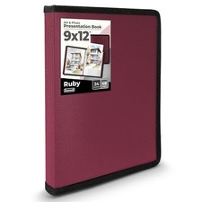 9x12 Art Portfolio Binder - Ruby Portfolio Folder for Artwork 9 x 12 Art Fold...