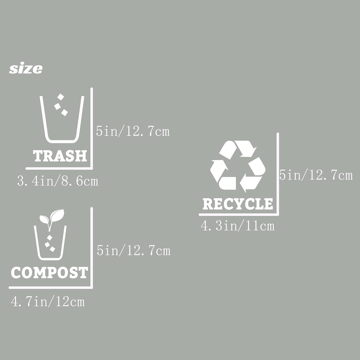 Trash Recycle Compost Stickers Set of 3 Recycle Vinyl Decal Sticker ...