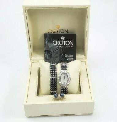 Vintage CROTON WATCH LADIES 3 STRAND Cultured Pearl Set  display picture 1