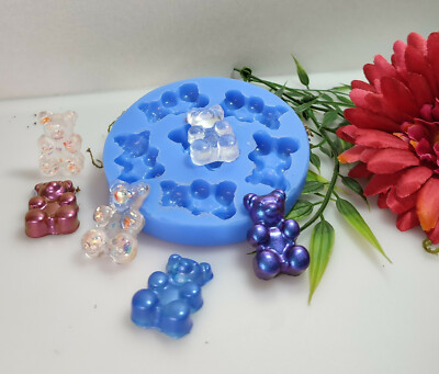 Silikonform Mold für Schmuck, Ohrringe, Epoxidharz, Wachs Gummibärchen Bär (003)