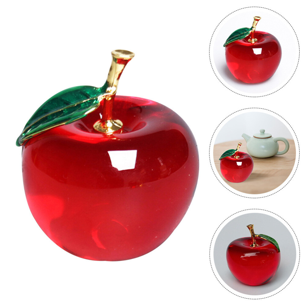 Crystal Apple Glass Apples Figurine Home Kitchen Fruit Decoration eBay