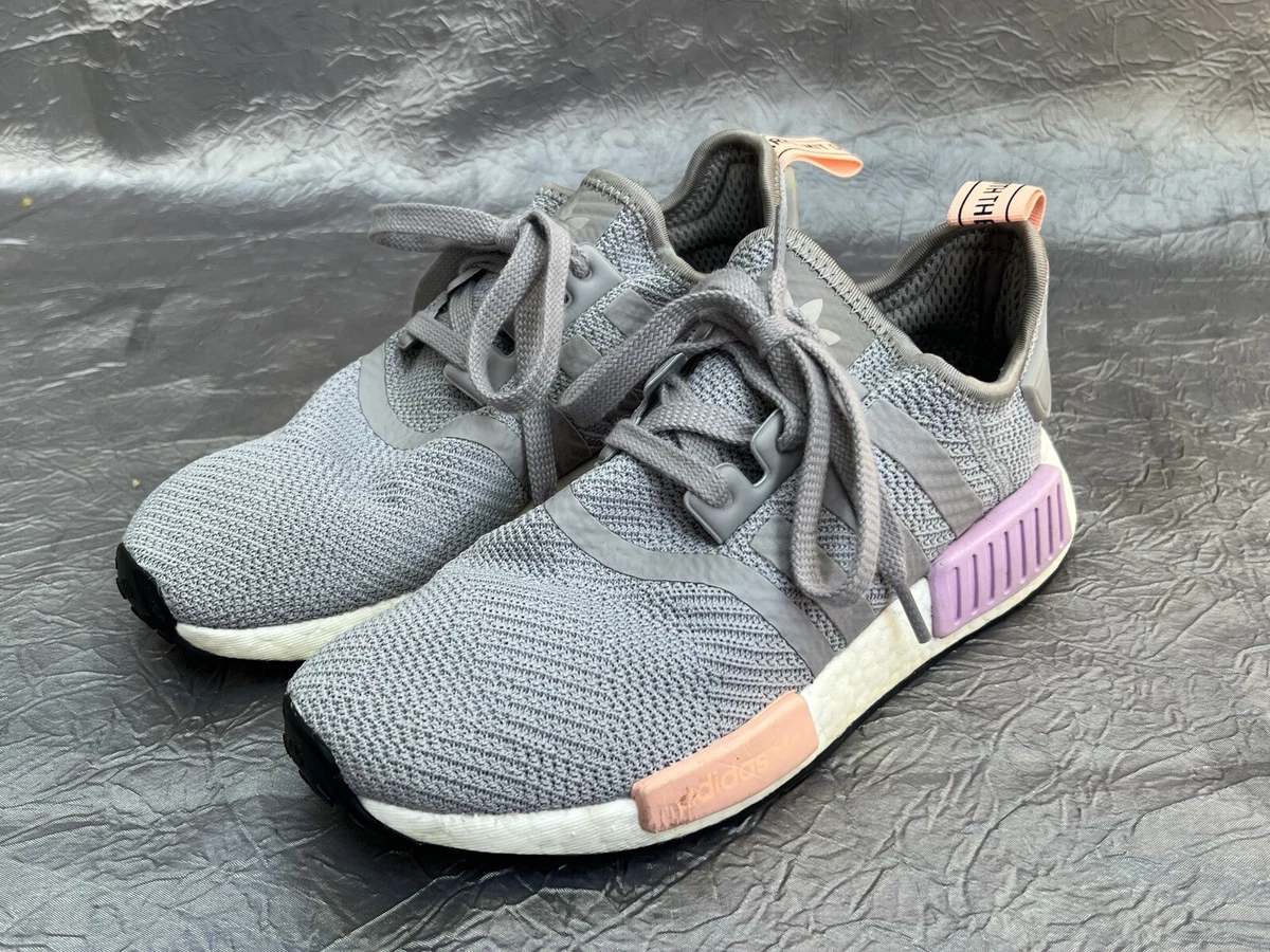 Adidas NMD R1 B37647 Gray Pink Purple Boost Running Shoes Women s