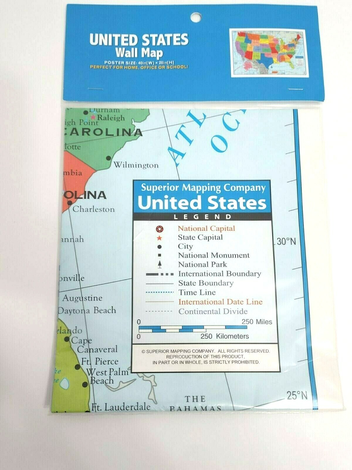 Map US Educational Map Large United States Wall Map, Poster Size  40