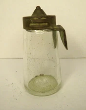 Antique Kwik Stik Pair of Glass Glue Bottle with Copper Top 2 3/4" Patent 1915