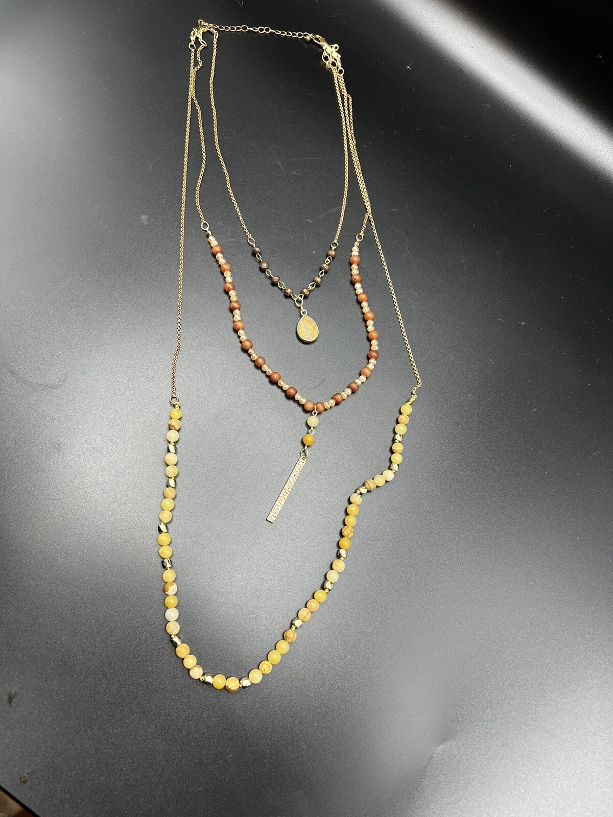 Natural Stone Gold Tone Stackable Detachable Neck… - image 8