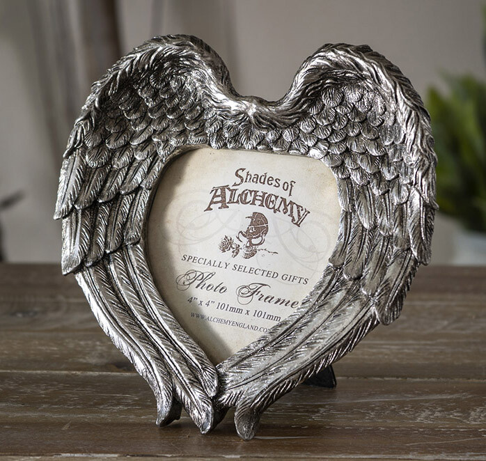 フォトフレーム AlchemyAAPH5 CelestialAngelsPictureframe Gothic Angel Winged Heart Photo Picture Frame Wall Or Easel