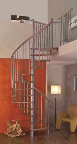 Indoor Spiral Staircase Lacquered Solid Beech Wood Step & Handrail 13-Step Kit - Picture 11 of 23