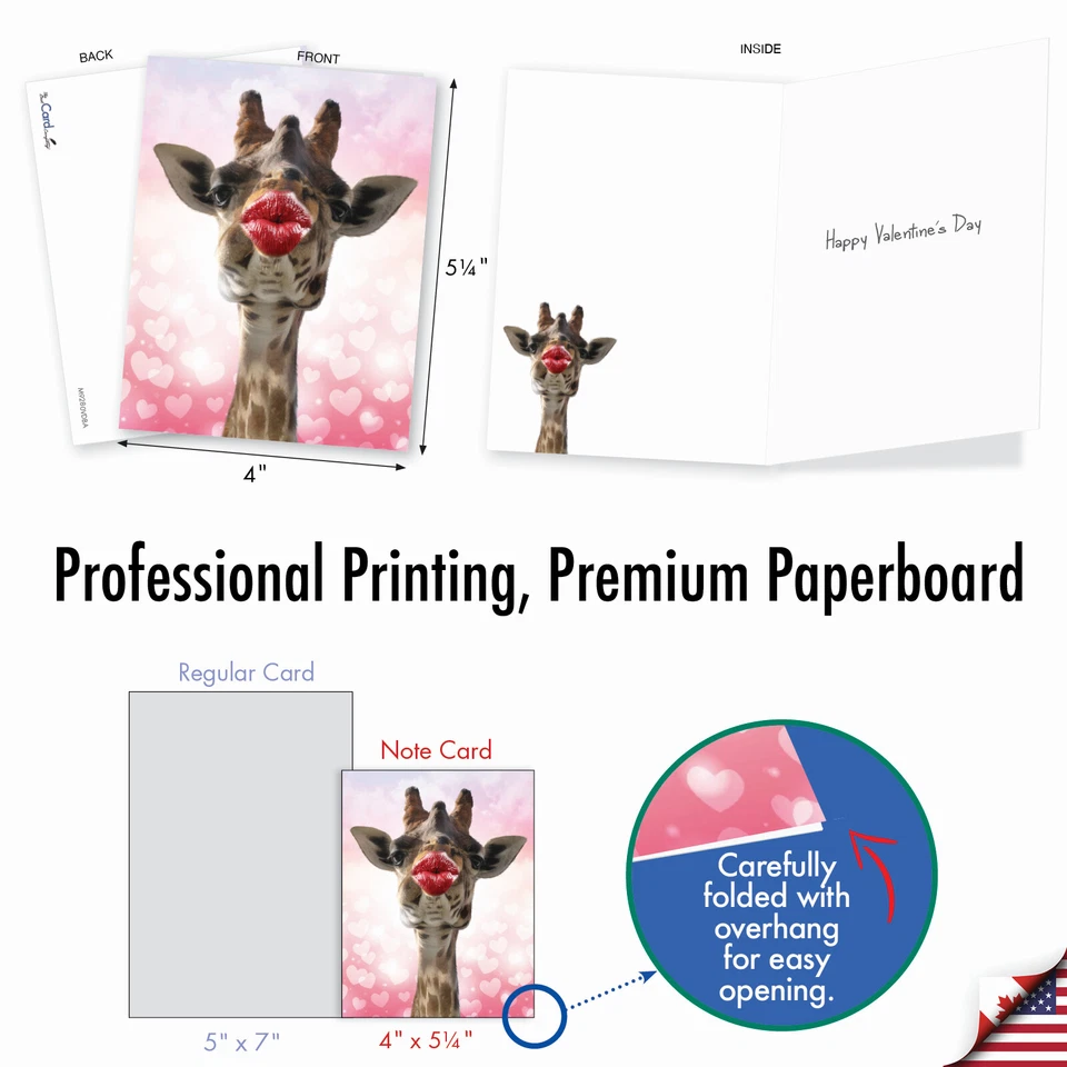 20 tarjetas de San Valentín (10 diseños, 2 Ea) - besos de animales salvajes AM9280VDG-B2x10 Foto 2 de 4