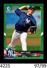 1-2018 BOWMAN CHROME DRAFT GREEN REFRACTOR MATT SAUER YANKEES 97/99 