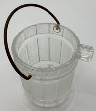 Cubo de carbón de vidrio esmerilado vintage mango de fianza de alambre palillo de dientes soporte de fósforo 2"