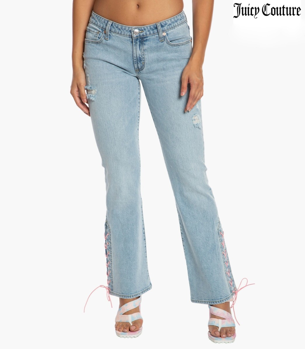 ジューシークチュール デニム 27　フレア JUICY COUTURE LOW RISE MALIBU LIGHT WASH LACE-UP FLARE JEAN