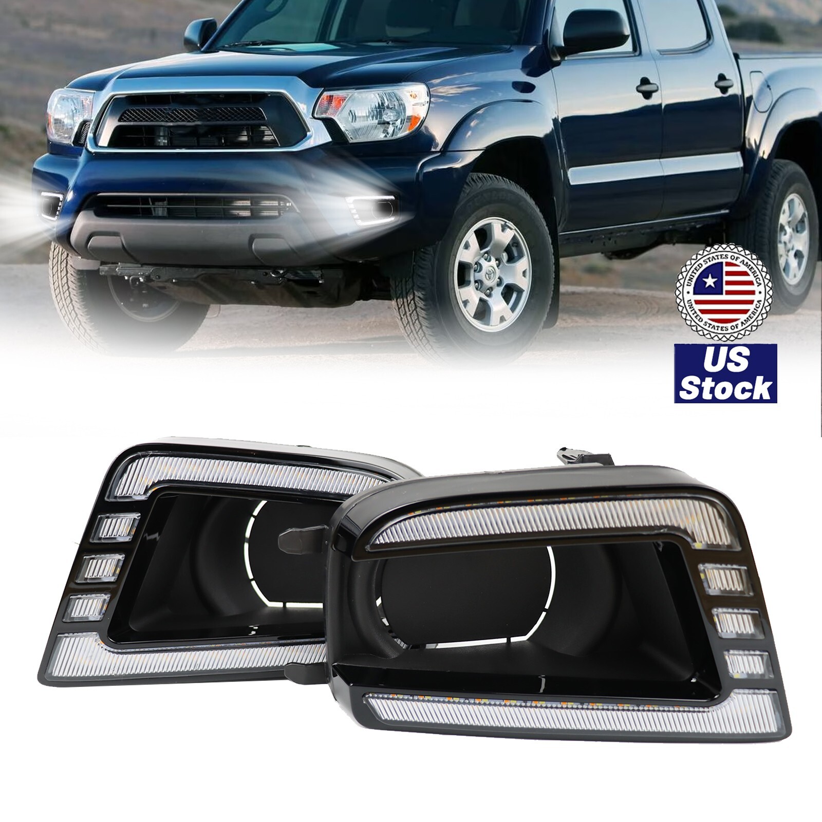 LED Daytime Running Light W/ Turn Signal Fog Lamps for Toyota Tacoma 2012-2015